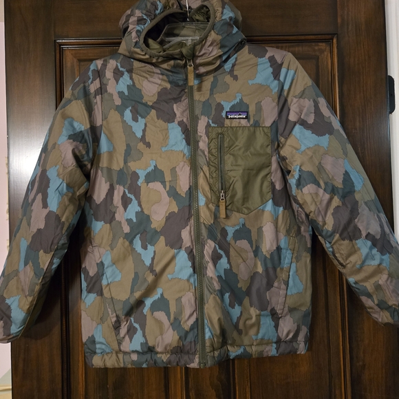 Patagonia Youth Olive Puffer Jacket, Sz M, Two Sided - Picture 6 of 10